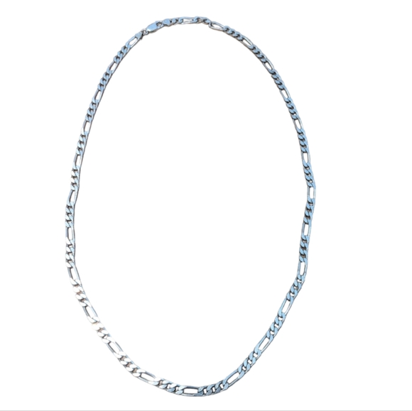 Vintage Figaro Sterling Silver 925 Chain Necklace with Diamond-Cut Links - Picture 13 of 16